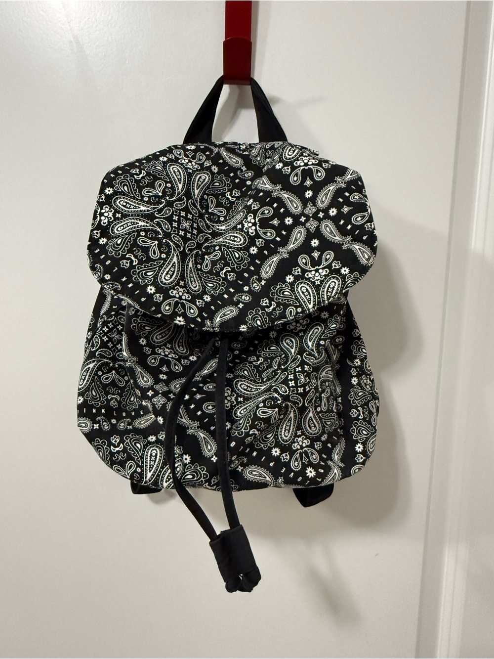 Pink Victoria’s Secret Black Paisley Drawstring Backpack - Casual Women’s Bag